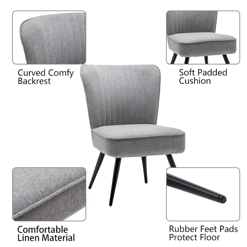 Fauteuils d'appoint sans accoudoirs (lot de 2), Fauteuils d'appoint modernes pour salon et chambre