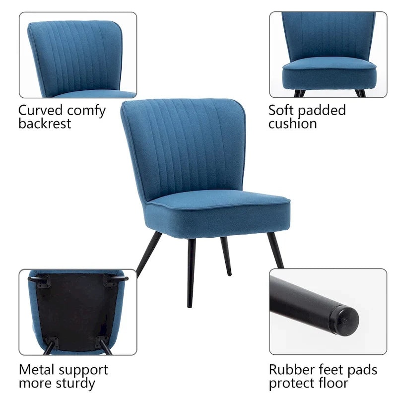 Fauteuils d'appoint sans accoudoirs (lot de 2), Fauteuils d'appoint modernes pour salon et chambre