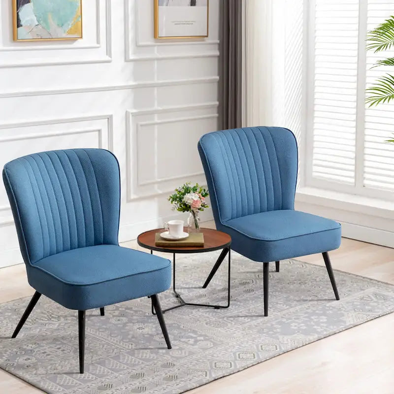 Fauteuils d'appoint sans accoudoirs (lot de 2), Fauteuils d'appoint modernes pour salon et chambre