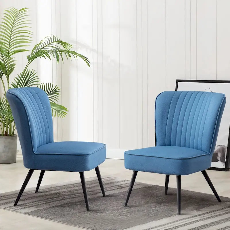 Fauteuils d'appoint sans accoudoirs (lot de 2), Fauteuils d'appoint modernes pour salon et chambre