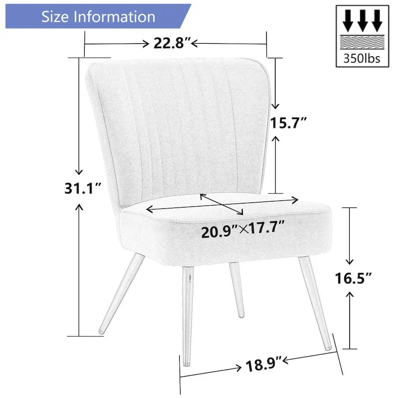 Fauteuils d'appoint sans accoudoirs (lot de 2), Fauteuils d'appoint modernes pour salon et chambre