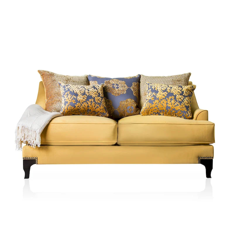Causeuse Gisc contemporaine en tissu rembourré avec clous