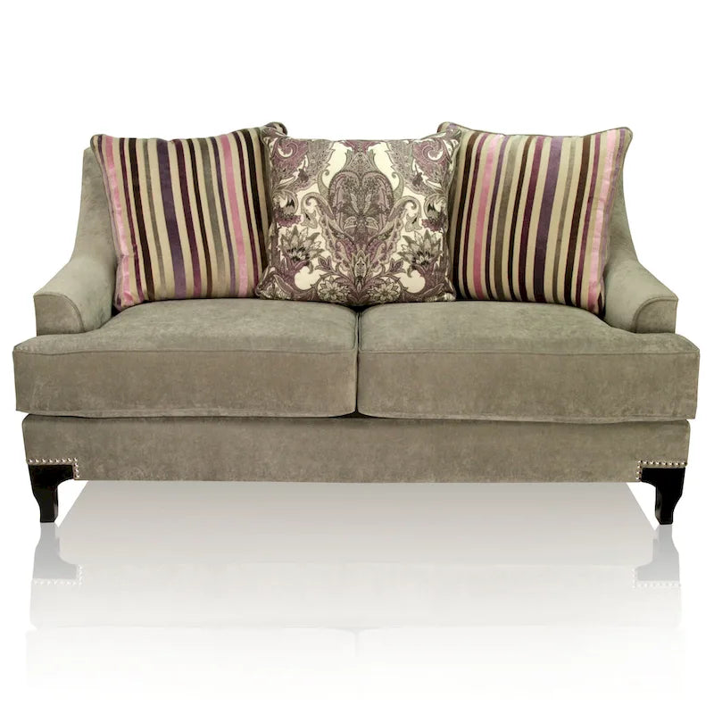 Causeuse Gisc contemporaine en tissu rembourré avec clous