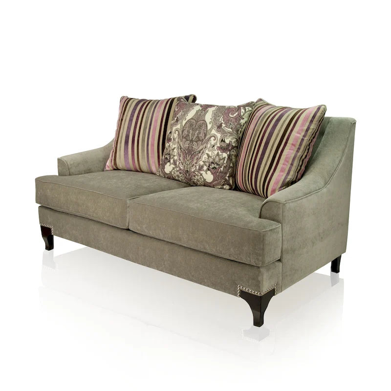 Causeuse Gisc contemporaine en tissu rembourré avec clous