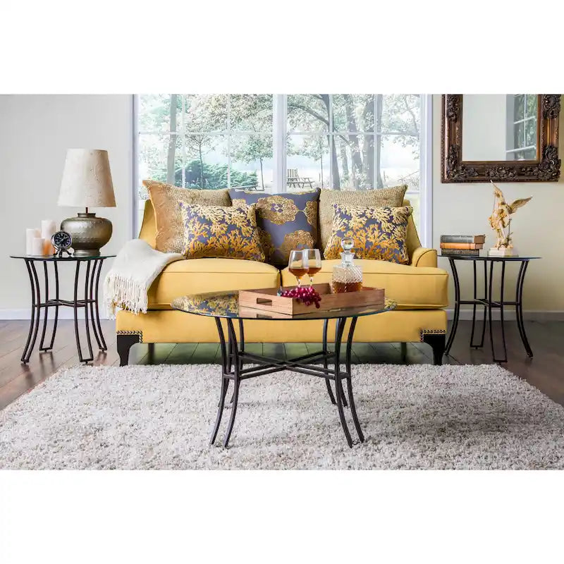 Causeuse Gisc contemporaine en tissu rembourré avec clous
