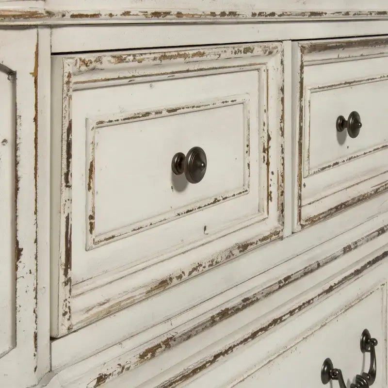 Lit à panneau, commode avec miroir et table de nuit