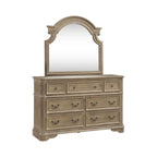 Lit à panneau, commode avec miroir et table de nuit