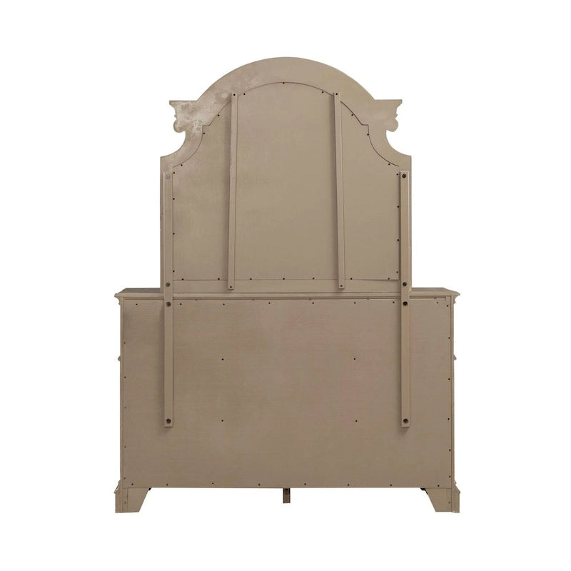 Lit à panneau, commode avec miroir et table de nuit