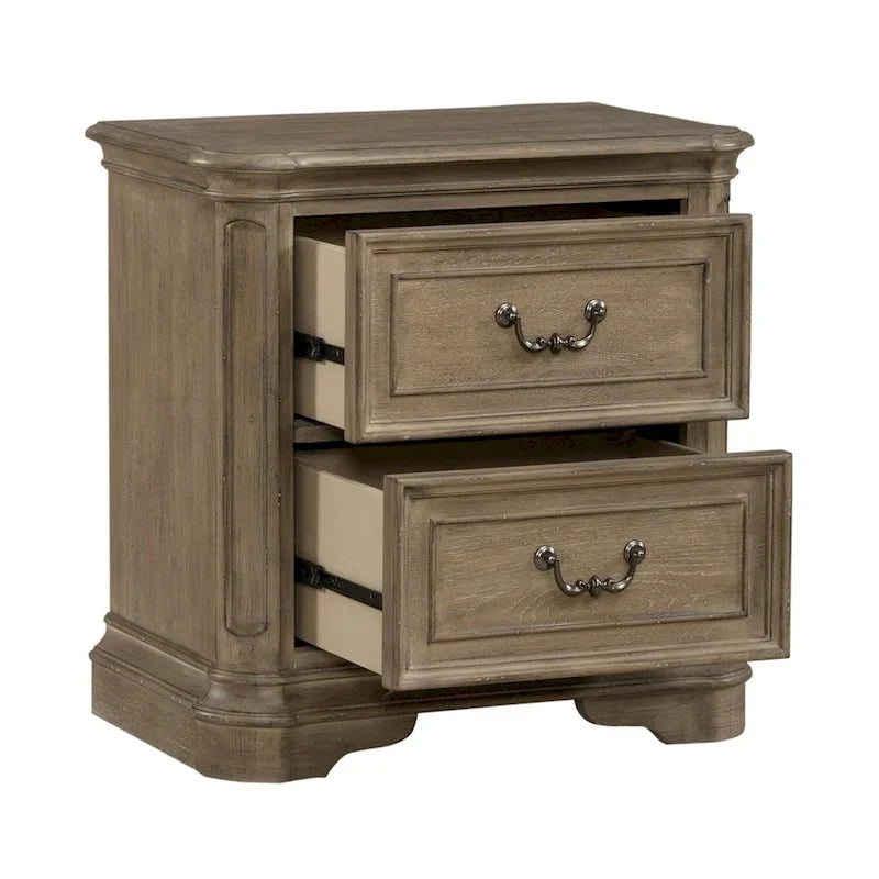 Lit à panneau, commode avec miroir et table de nuit