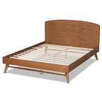 Lit plateforme transitionnel de style Mid-Century Modern en noyer