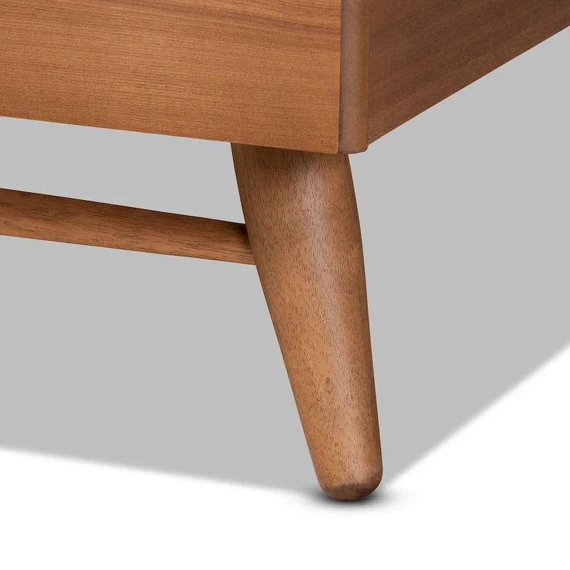 Lit plateforme transitionnel de style Mid-Century Modern en noyer