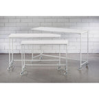 Tables gigognes blanches à roulettes, 3 pièces