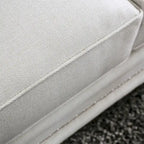 Canapé Tigg contemporain en chenille blanche, rembourré, avec clous décoratifs