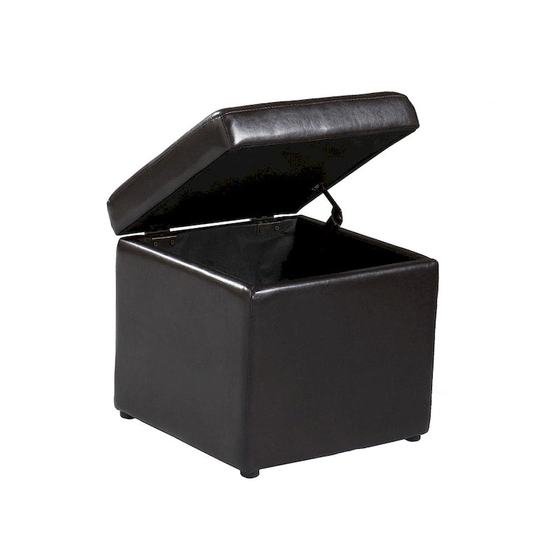 Crestfield Table Basse Marron Foncé / Pouf de Rangement