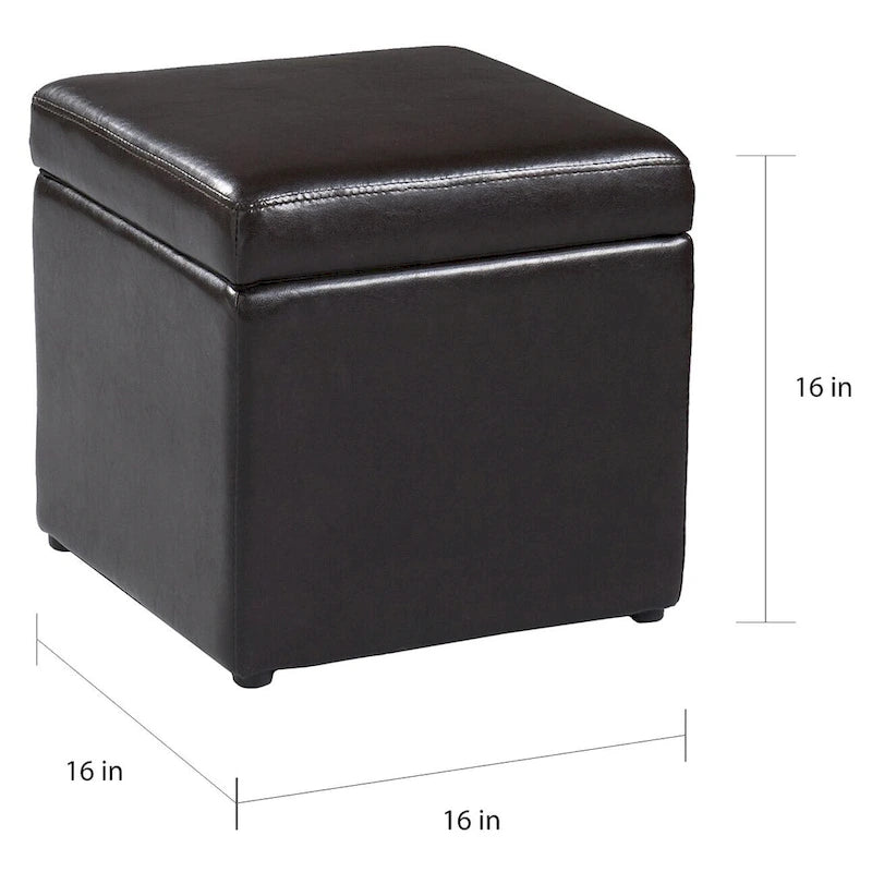 Crestfield Table Basse Marron Foncé / Pouf de Rangement