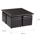 Crestfield Table Basse Marron Foncé / Pouf de Rangement