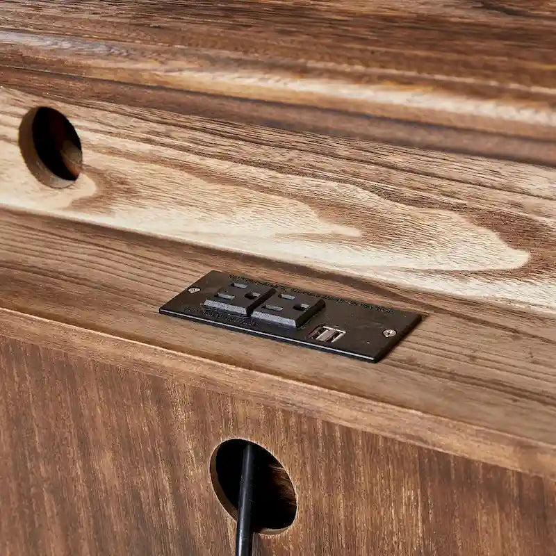Table de chevet rustique à 3 tiroirs, effet vieilli, avec pieds en bois massif et pieds réglables
