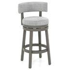 Swivel Bar Stool with Upholstered Back Seat and Footrest