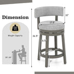 Tabouret de bar pivotant avec dossier rembourré et repose-pieds