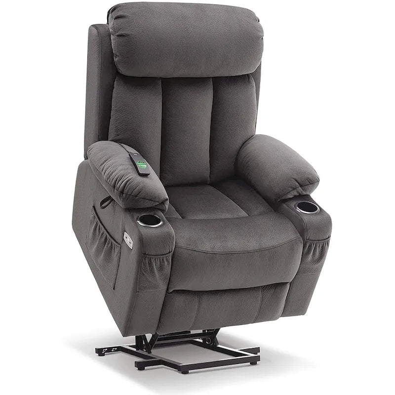 Fauteuil inclinable releveur grande taille avec repose-pieds étendu pour personnes âgées de grande taille et fortes corpulences, télécommande, porte-gobelets, tissu 7426