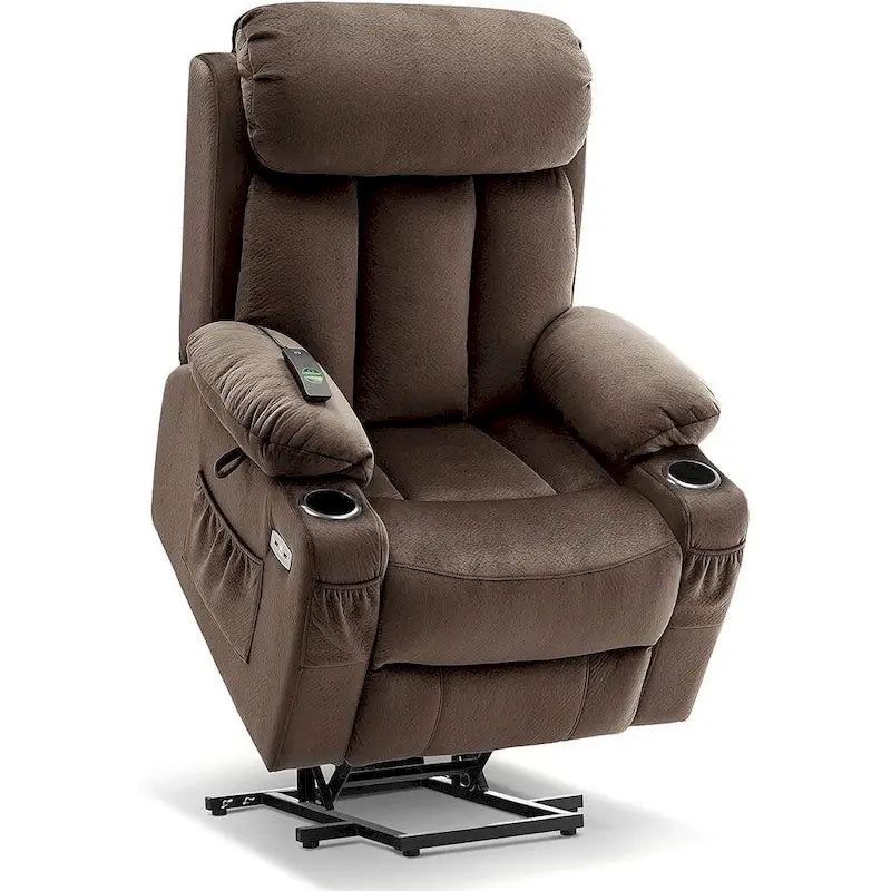 Fauteuil inclinable releveur grande taille avec repose-pieds étendu pour personnes âgées de grande taille et fortes corpulences, télécommande, porte-gobelets, tissu 7426