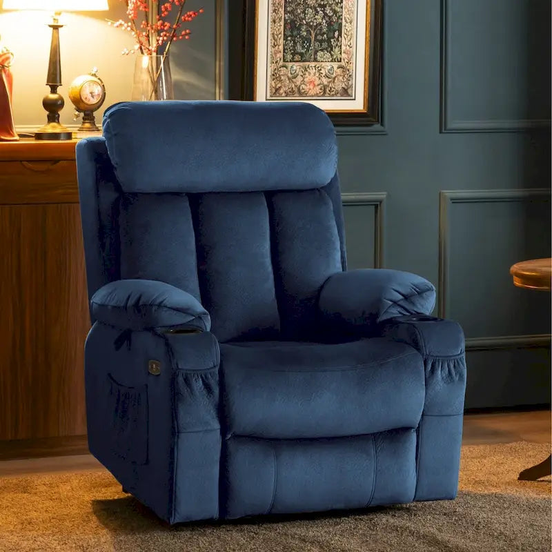 Fauteuil inclinable releveur grande taille avec repose-pieds étendu pour personnes âgées de grande taille et fortes corpulences, télécommande, porte-gobelets, tissu 7426