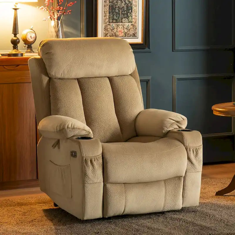 Fauteuil inclinable releveur grande taille avec repose-pieds étendu pour personnes âgées de grande taille et fortes corpulences, télécommande, porte-gobelets, tissu 7426