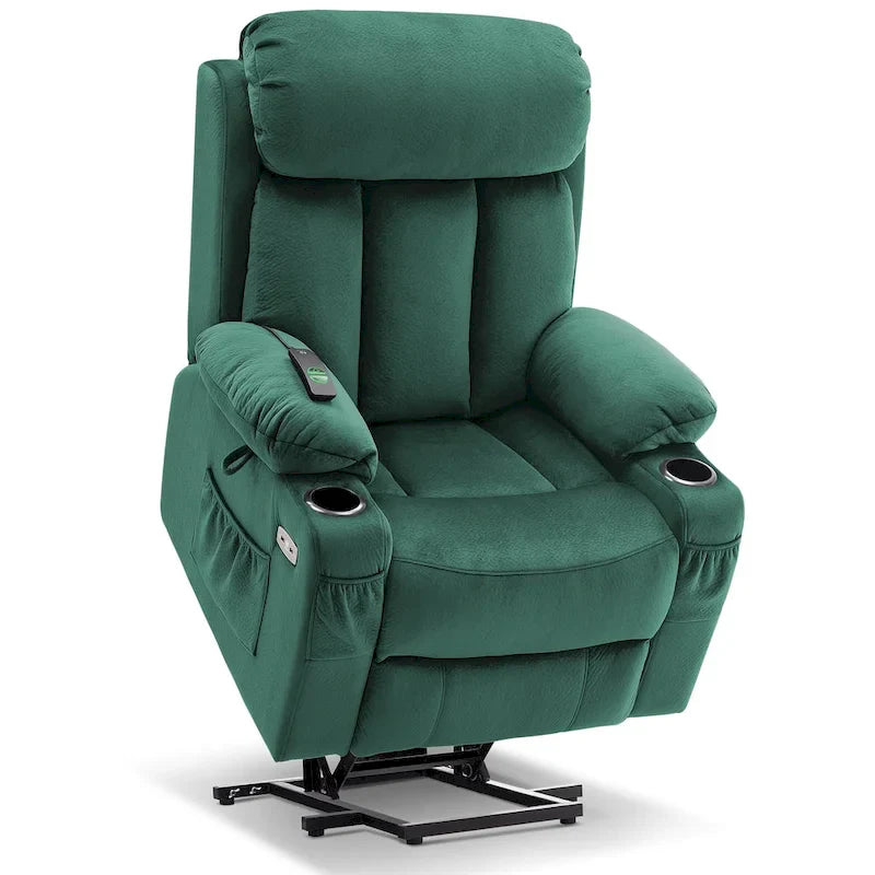 Fauteuil inclinable releveur grande taille avec repose-pieds étendu pour personnes âgées de grande taille et fortes corpulences, télécommande, porte-gobelets, tissu 7426