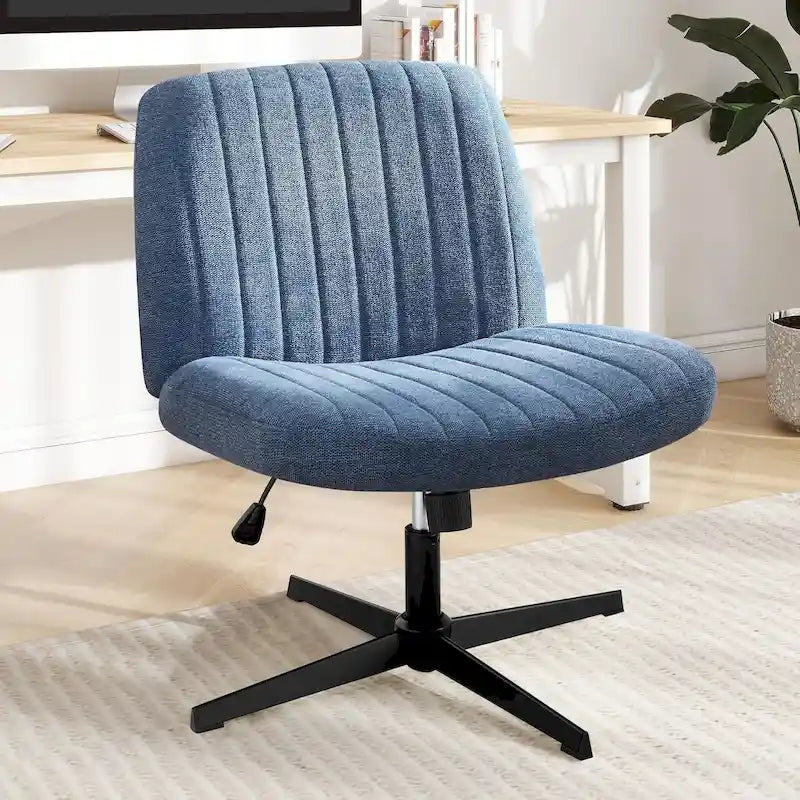 Chaise de bureau à domicile, siège ergonomique croisé, bureau large et confortable, avec roulettes, sans accoudoirs, pour ordinateur, pivotante, chaise de vanité pour la maison