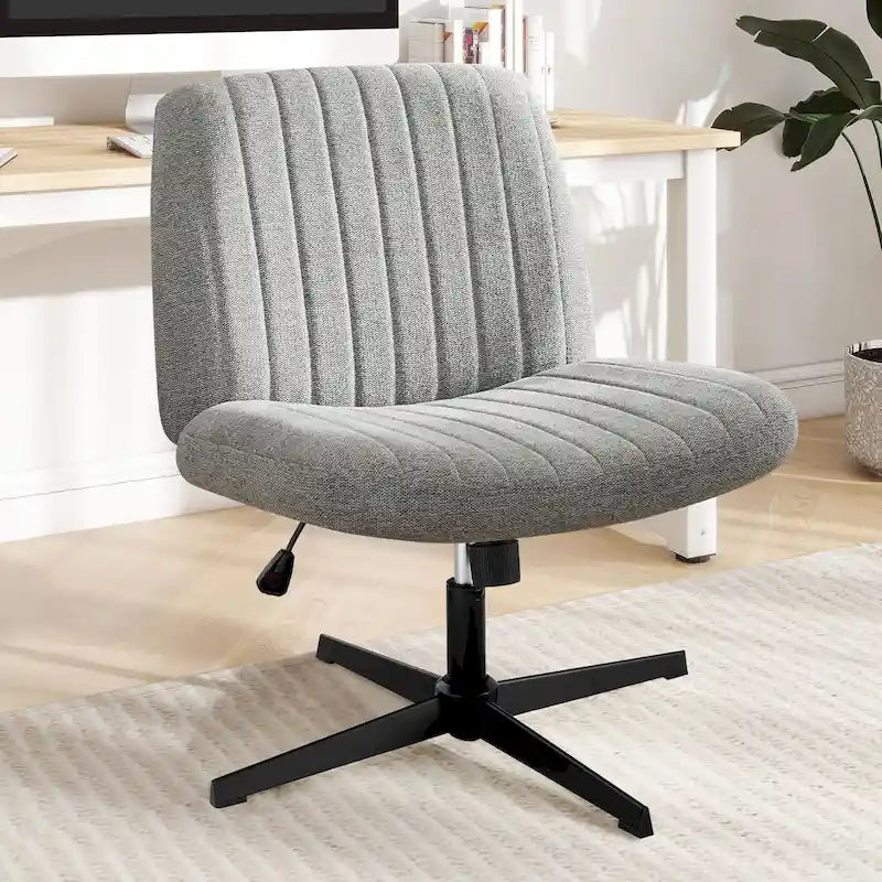 Chaise de bureau à domicile, siège ergonomique croisé, bureau large et confortable, avec roulettes, sans accoudoirs, pour ordinateur, pivotante, chaise de vanité pour la maison