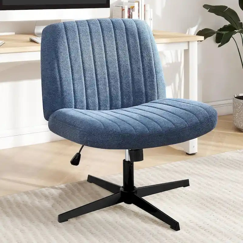 Chaise de bureau à domicile, siège ergonomique croisé, bureau large et confortable, avec roulettes, sans accoudoirs, pour ordinateur, pivotante, chaise de vanité pour la maison