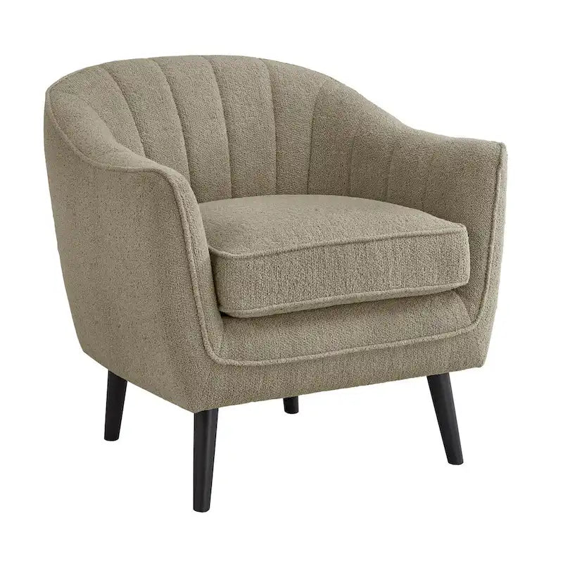 Fauteuil d'appoint capitonné à canalisations Neath Mid-Century avec housse de coussin amovible
