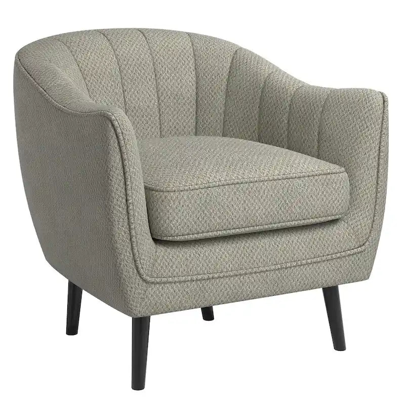 Fauteuil d'appoint capitonné à canalisations Neath Mid-Century avec housse de coussin amovible