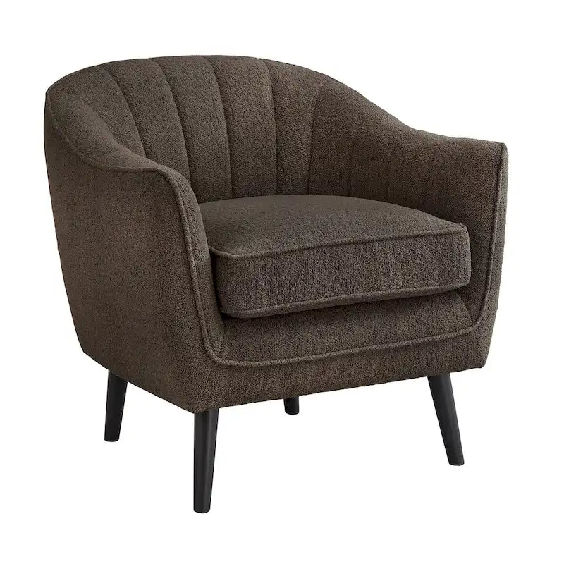 Fauteuil d'appoint capitonné à canalisations Neath Mid-Century avec housse de coussin amovible