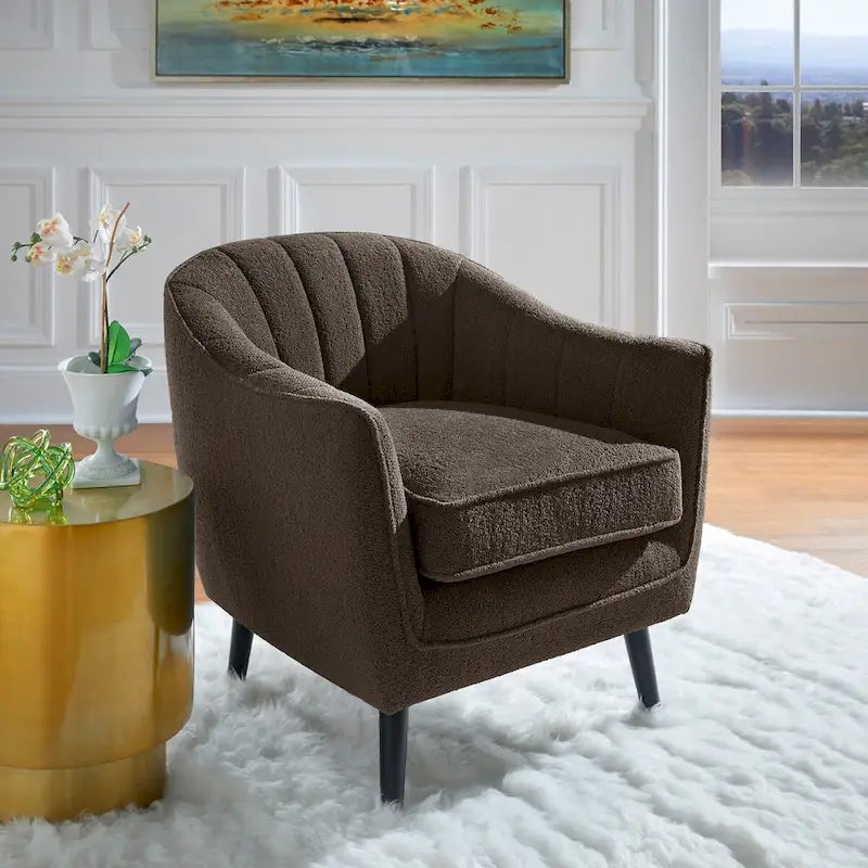 Fauteuil d'appoint capitonné Mid-Century avec housse de coussin amovible