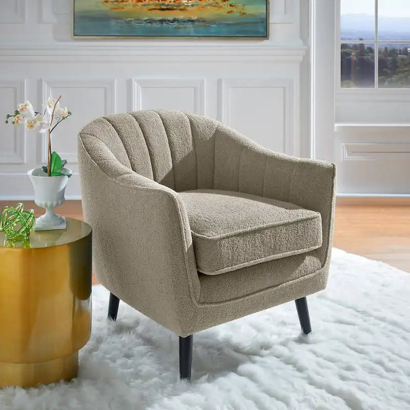 Fauteuil d'appoint capitonné Mid-Century avec housse de coussin amovible