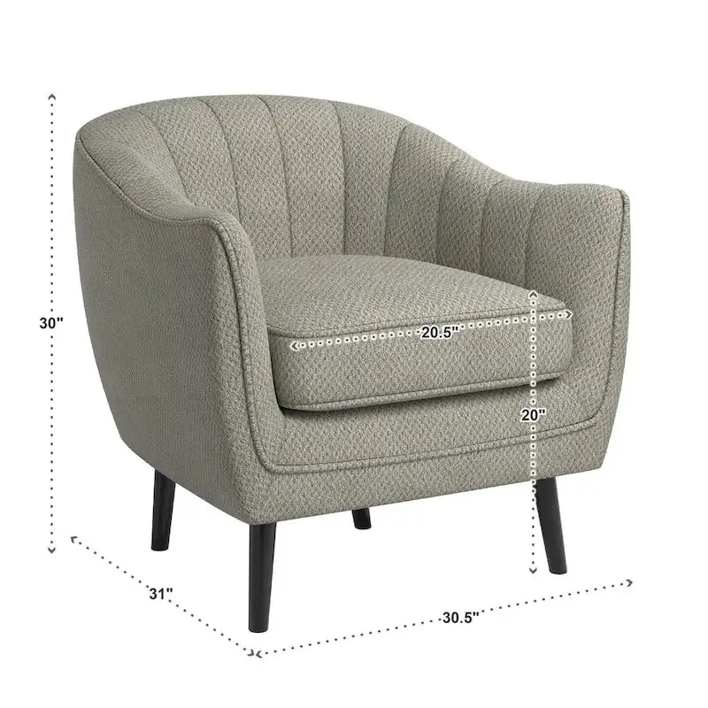 Fauteuil d'appoint capitonné Mid-Century avec housse de coussin amovible