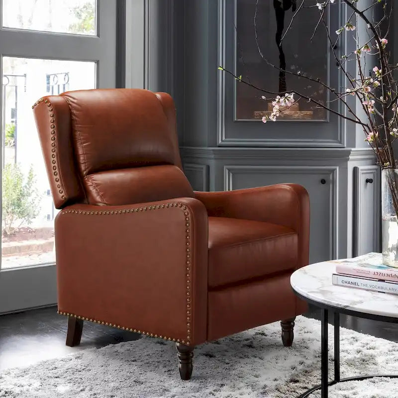 Fauteuil Inclinable en Cuir Véritable Chaises Confortables pour Salon