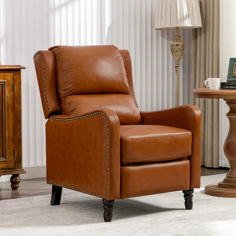 Fauteuil Inclinable en Cuir Véritable Chaises Confortables pour Salon