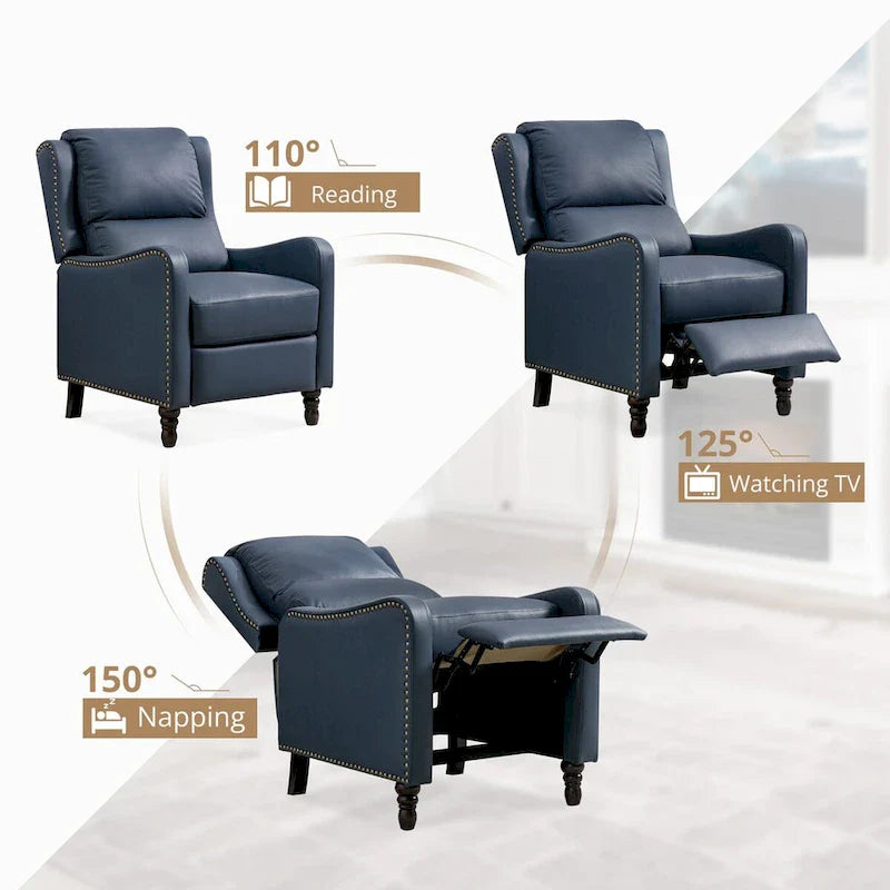 Fauteuil Inclinable en Cuir Véritable Chaises Confortables pour Salon