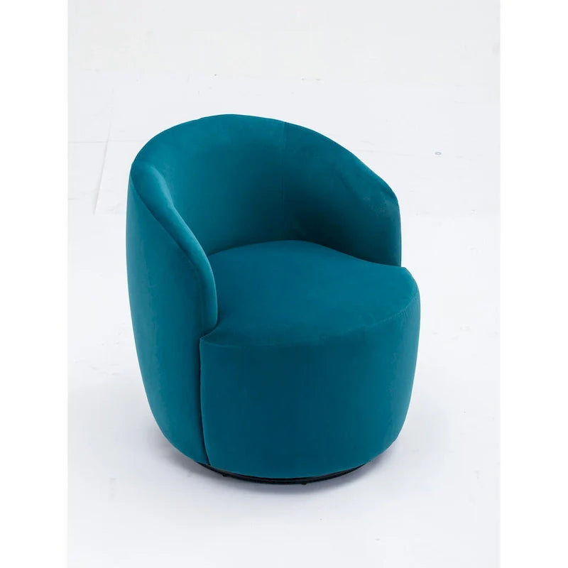 Fauteuil pivotant, Chaise de vanité ronde moderne pour salon, Fauteuil club confortable en velours, Petit canapé individuel
