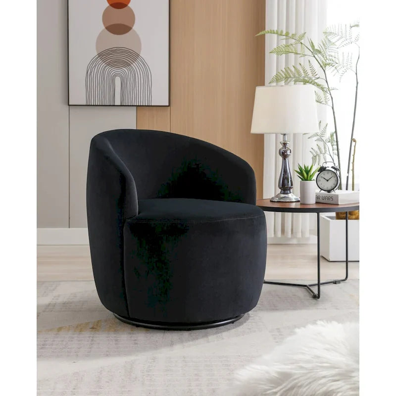 Fauteuil pivotant, Chaise de vanité ronde moderne pour salon, Fauteuil club confortable en velours, Petit canapé individuel
