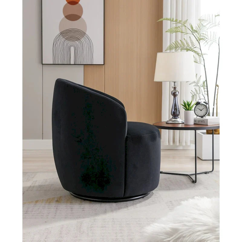 Fauteuil pivotant, Chaise de vanité ronde moderne pour salon, Fauteuil club confortable en velours, Petit canapé individuel