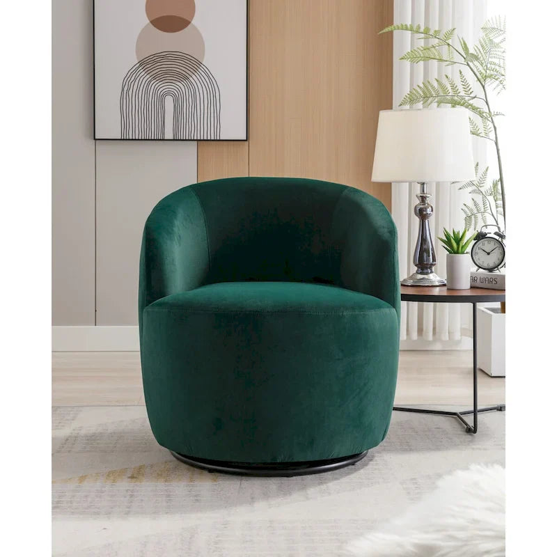 Fauteuil pivotant, Chaise de vanité ronde moderne pour salon, Fauteuil club confortable en velours, Petit canapé individuel