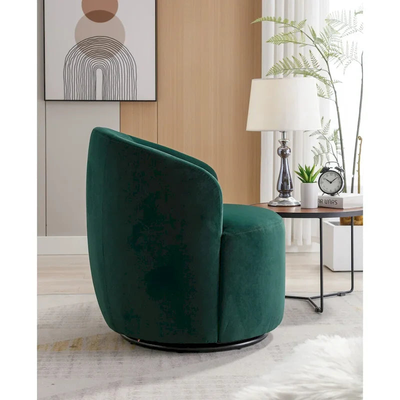 Fauteuil pivotant, Chaise de vanité ronde moderne pour salon, Fauteuil club confortable en velours, Petit canapé individuel