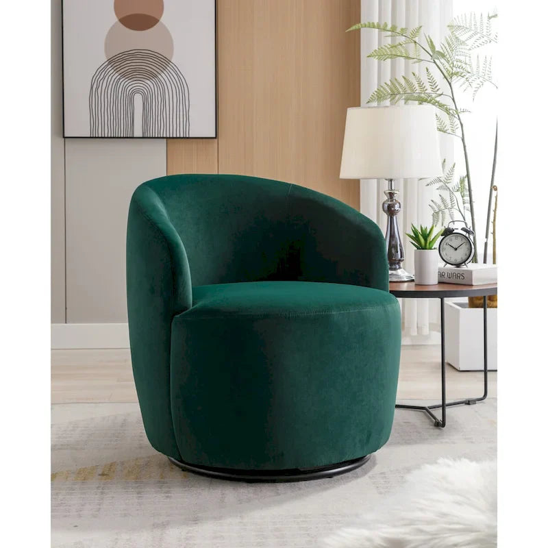 Fauteuil pivotant, Chaise de vanité ronde moderne pour salon, Fauteuil club confortable en velours, Petit canapé individuel