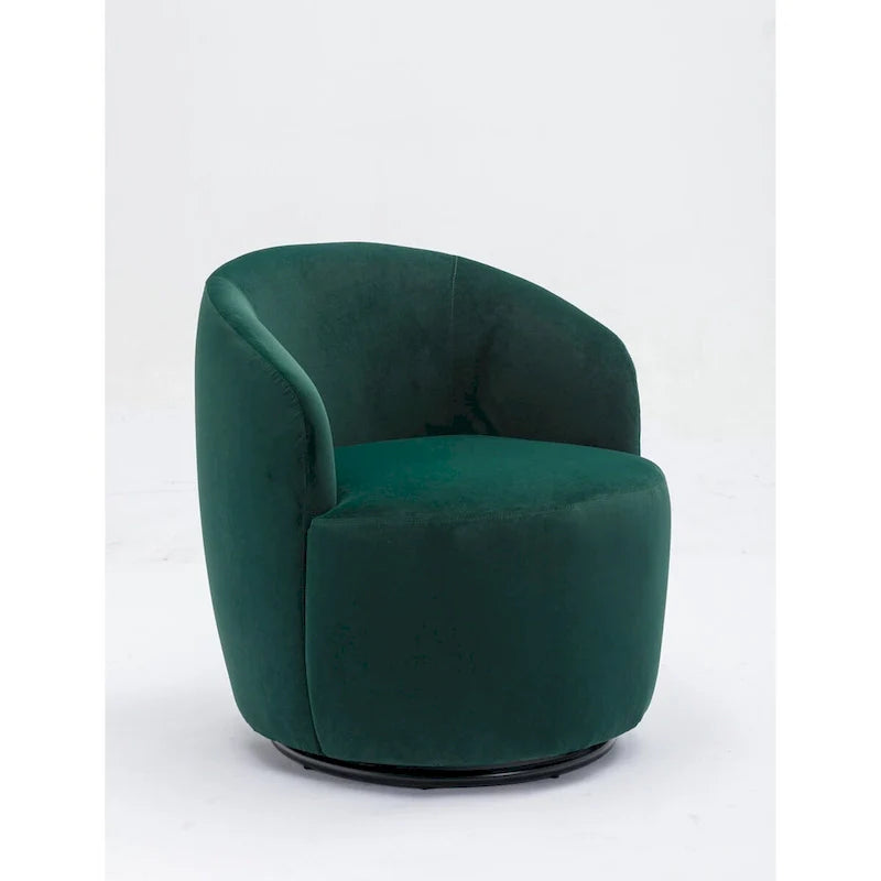 Fauteuil pivotant, Chaise de vanité ronde moderne pour salon, Fauteuil club confortable en velours, Petit canapé individuel
