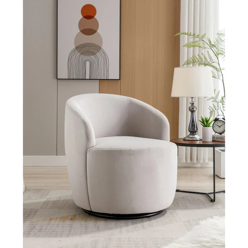 Fauteuil pivotant, Chaise de vanité ronde moderne pour salon, Fauteuil club confortable en velours, Petit canapé individuel