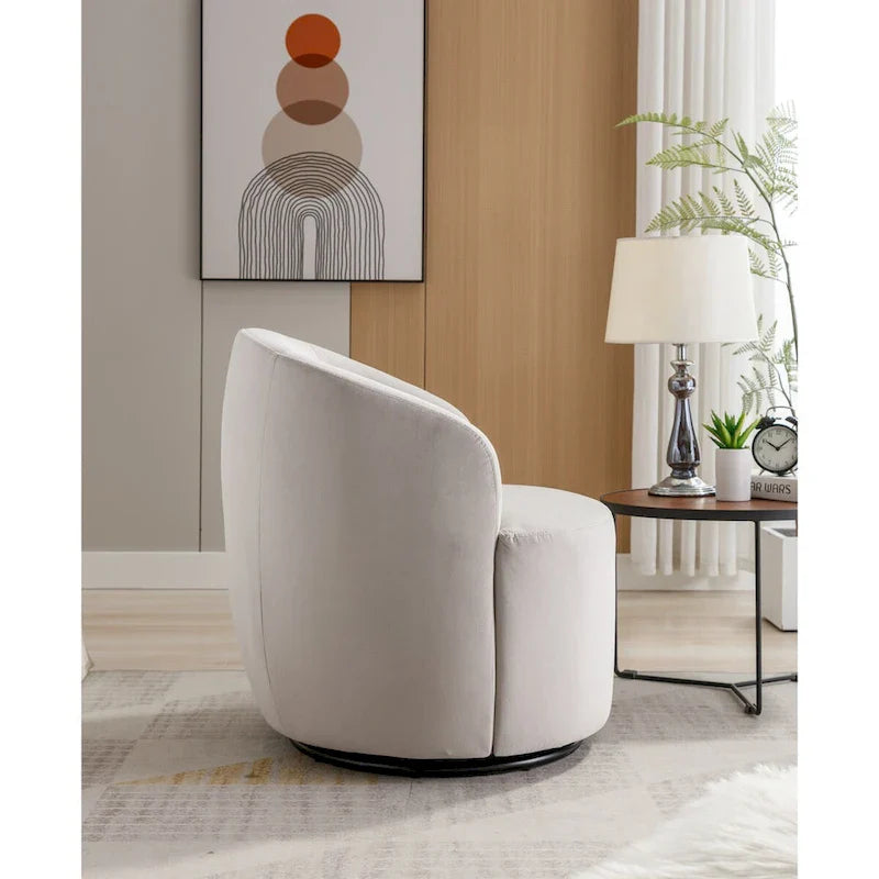 Fauteuil pivotant, Chaise de vanité ronde moderne pour salon, Fauteuil club confortable en velours, Petit canapé individuel