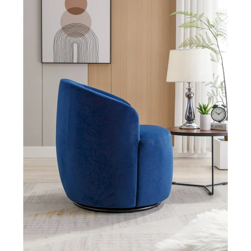 Fauteuil pivotant, Chaise de vanité ronde moderne pour salon, Fauteuil club confortable en velours, Petit canapé individuel